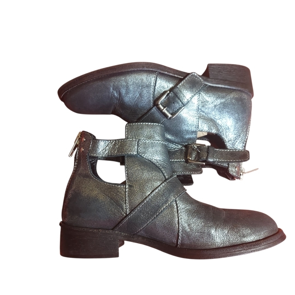 Steven by Steve Madden Italian Leather Buckle Moto Ankle Boots 37 Made in Italy - Picture 9 of 15